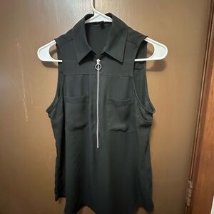 Express Black Zip-Front Sleeveless Blouse